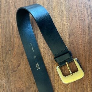 Black Leather Zara Belt With Gold Buckle